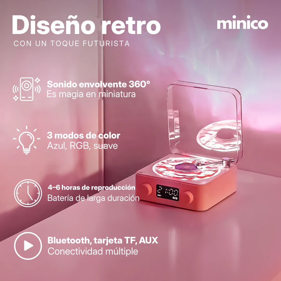 Speaker Retrovinilo | Música, luz y estilo retro en una sola pieza 💿