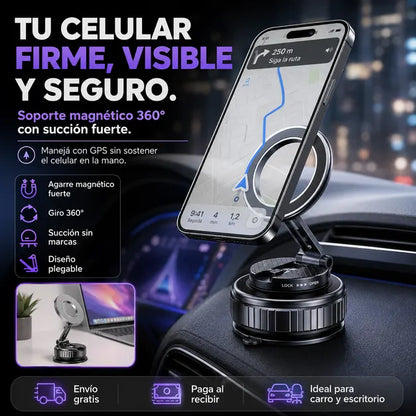 Soporte magnético 360° PRO | succión fuerte, diseño plegable y agarre estable