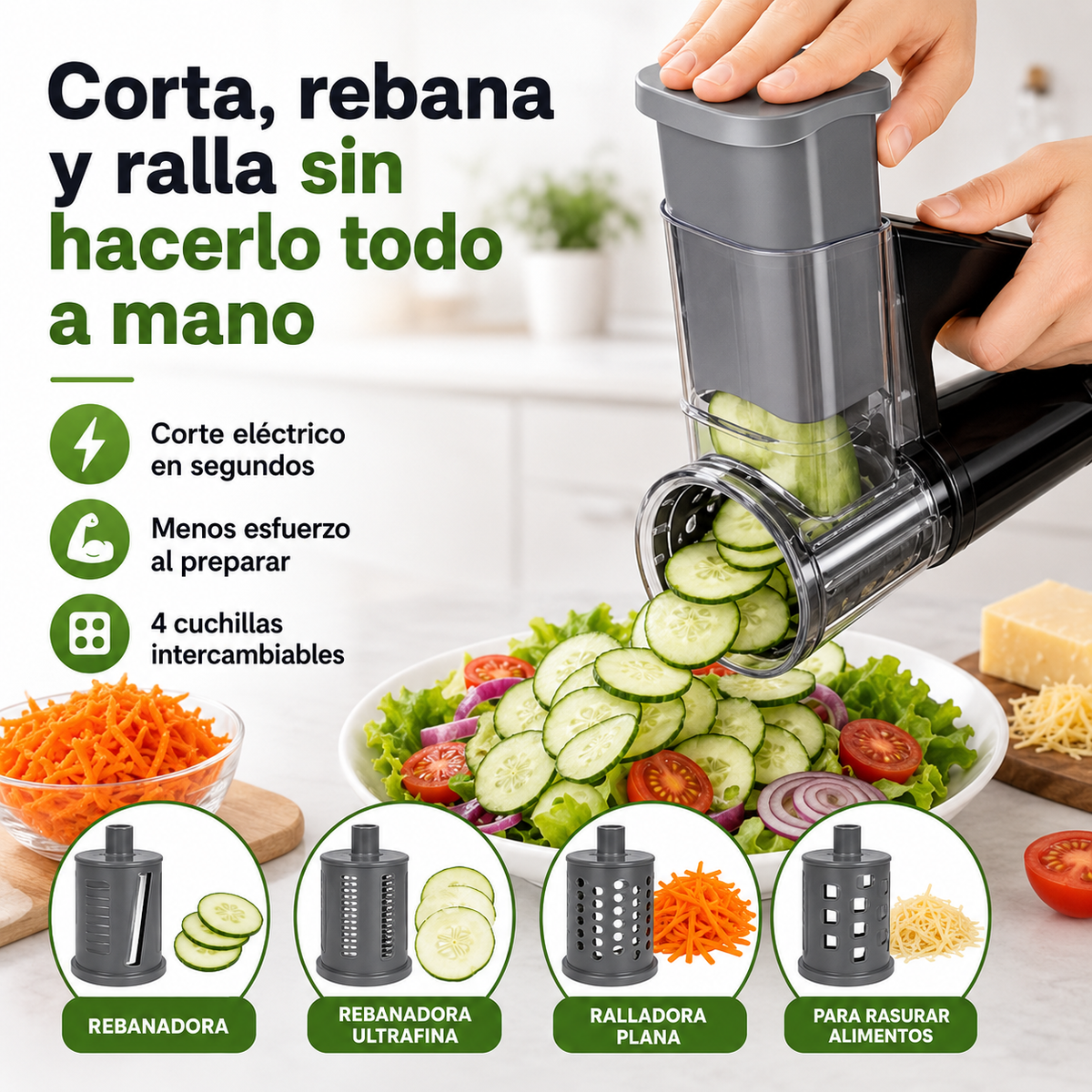 Cortador Eléctrico Multifunción ⚡ Más rapidez, menos trabajo en tu cocina