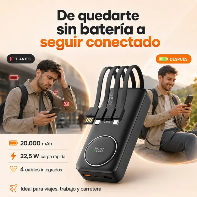 Powerbank 20.000 mAh: Seguí conectado aunque estés lejos de un enchufe