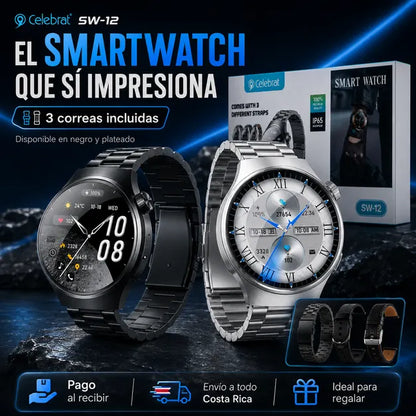 Reloj Inteligente Celebrat SW-12 | Tecnología, estilo y 3 correas en un solo regalo