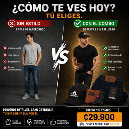 COMBO COMPLETO PARA HOMBRES (PANTALÓN + GORRA + BILLETERA)