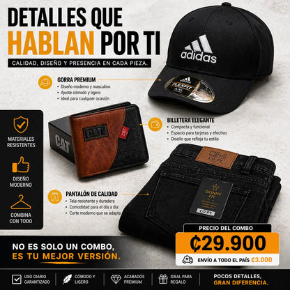 COMBO COMPLETO PARA HOMBRES (PANTALÓN + GORRA + BILLETERA)