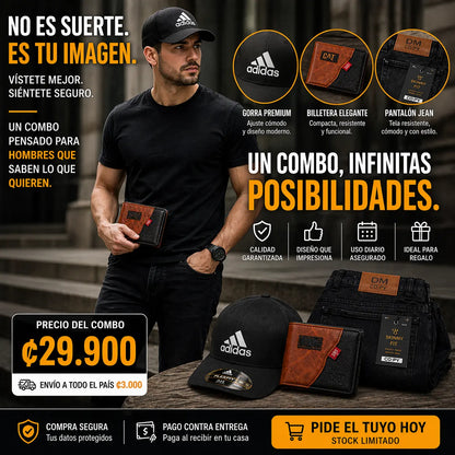 COMBO COMPLETO PARA HOMBRES (PANTALÓN + GORRA + BILLETERA)
