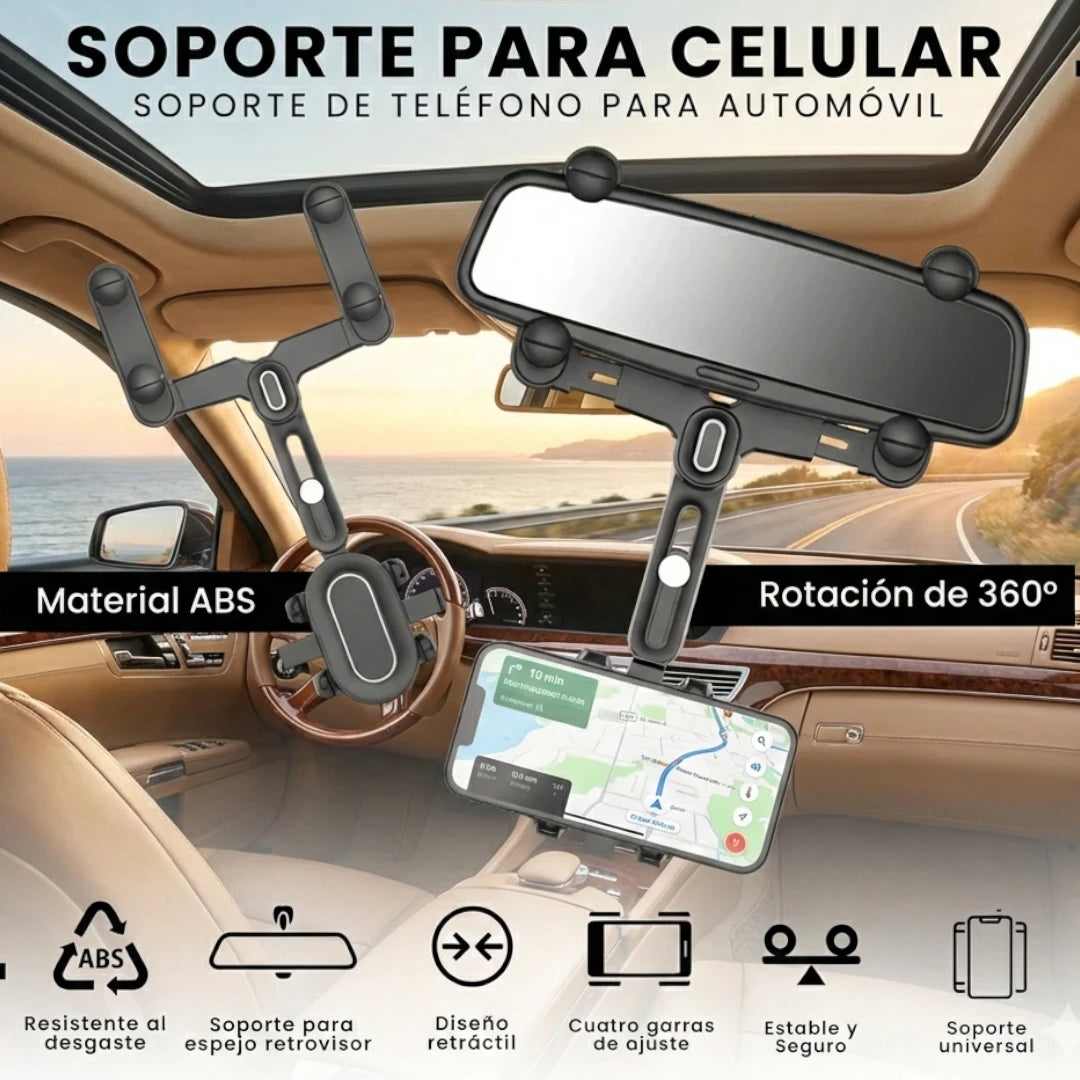 Soporte de Celular Retrovisor para Carro 360°