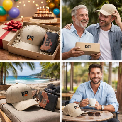 COMBO CATERPILLAR |  Gorra + Billetera con diseño masculino premium.💎