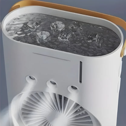 Ventilador Portátil Doble 4 en 1 - con Humidificador LED y Control Remoto