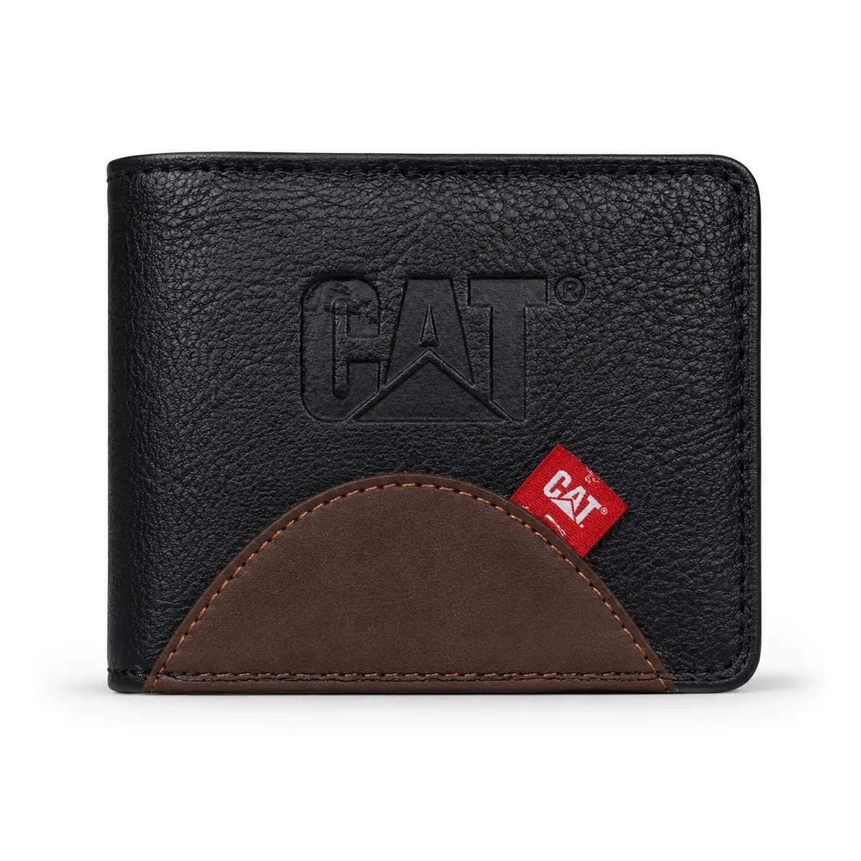 Billetera Caterpillar - Negro y Marron con Beige Curva Baja