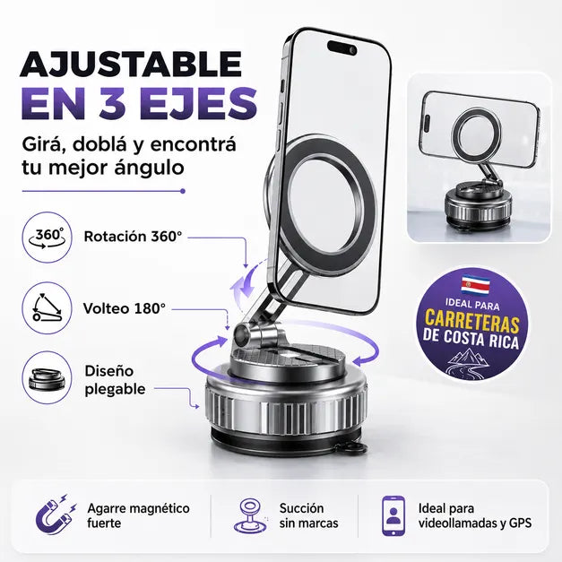 Soporte magnético 360° PRO | succión fuerte, diseño plegable y agarre estable