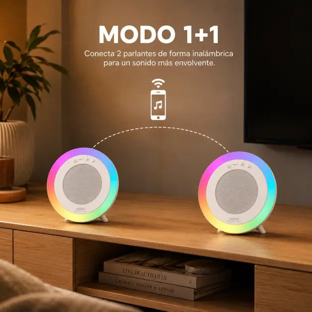 Parlante Inalámbrico con Luz RGB | Transforma cualquier espacio en segundos