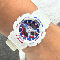 RELOJ BABY G - BLANCO CON AZUL Y ROJO