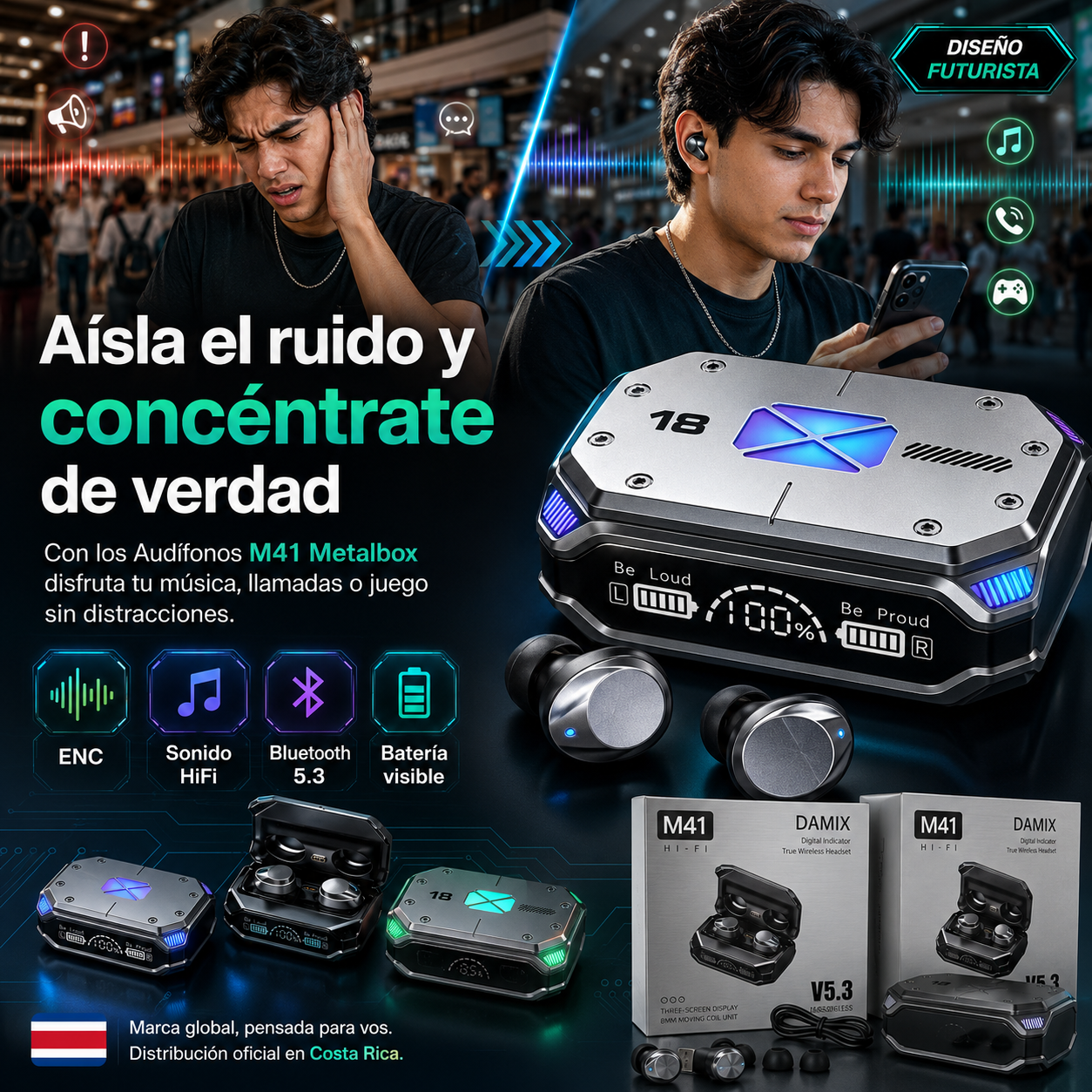 Audífonos M41: Reduce las Distracciones y Disfruta Sonido HiFi Hasta 120 Horas