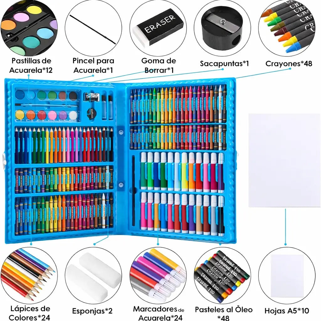Set de Arte 168 Piezas — Ideal para aprender, crear y entretenerse 🎨