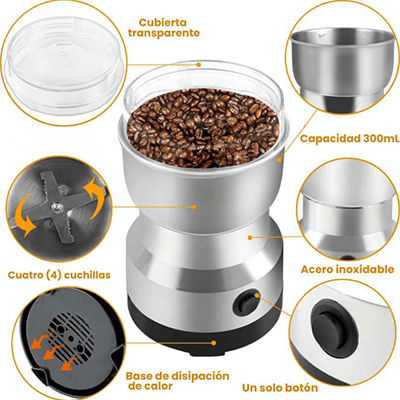 Molino Eléctrico Multiusos: Muele en segundos, disfruta por días ☕