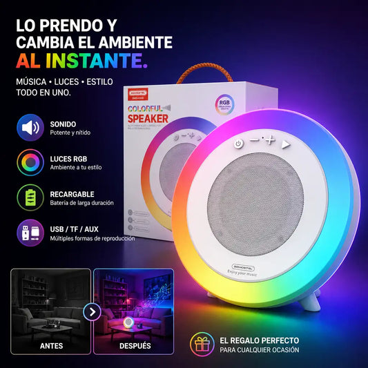 Parlante Inalámbrico con Luz RGB | Transforma cualquier espacio en segundos