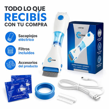 Sacapiojos Eléctrico | Peina, aspira y atrapa piojos y liendres desde la primera pasada